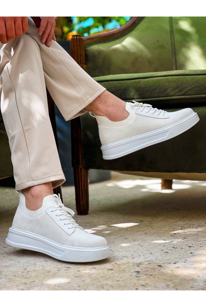 KB-116 Kuback Beyaz Bağcıklı Triko Günlük Erkek Ayakkabı