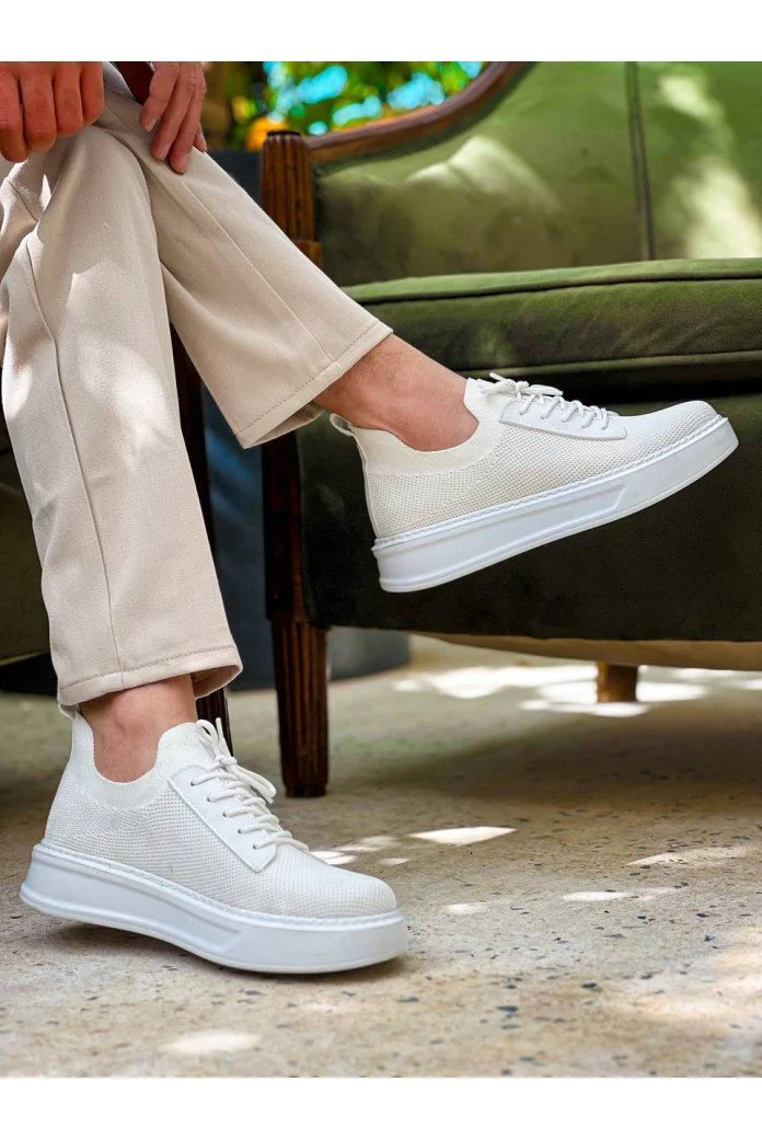 KB-116 Kuback Beyaz Bağcıklı Triko Günlük Erkek Ayakkabı