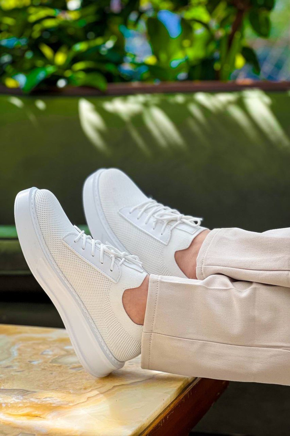 KB-116 Kuback Beyaz Bağcıklı Triko Günlük Erkek Ayakkabı