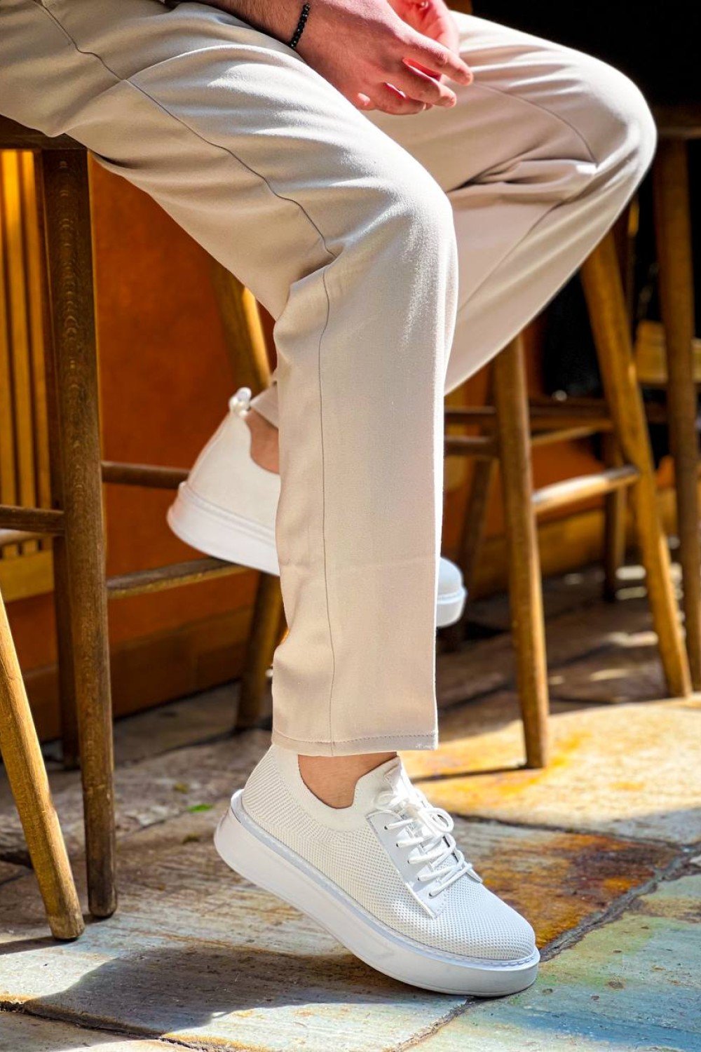 KB-116 Kuback Beyaz Bağcıklı Triko Günlük Erkek Ayakkabı