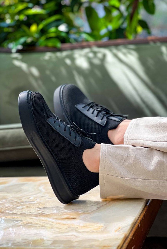 KB-116 Kuback Siyah Siyah Taban Bağcıklı Triko Günlük Erkek Ayakkabı