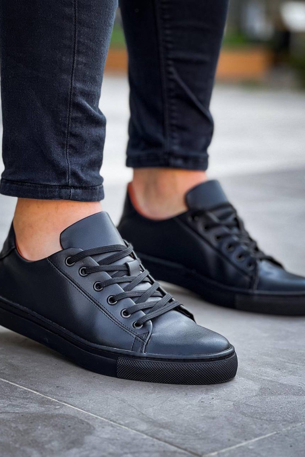 KB-122  Kuback Siyah Cilt Siyah Yüksek Taban Bağcıklı Günlük Erkek Ayakkabı