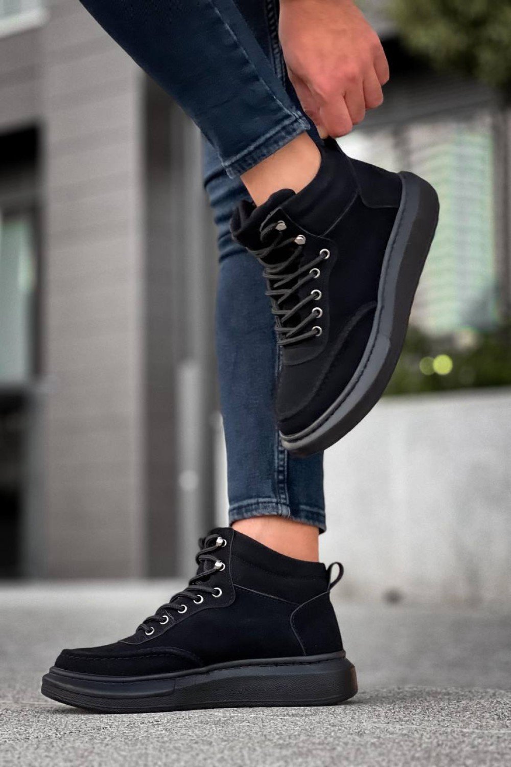 KB-0994  Kuback Siyah Süet Siyah Yüksek Taban  Erkek Bilek Bot