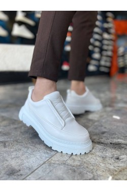 KB-703 Kuback Beyaz Cilt Lastikli Günlük Erkek Ayakkabı