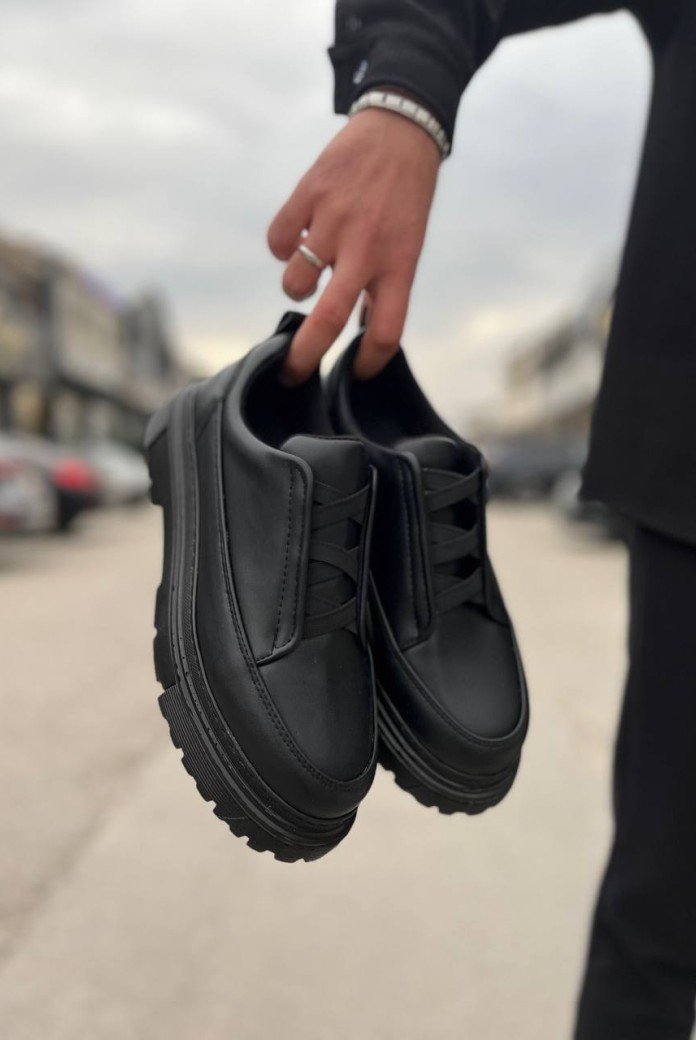 KB-703 Kuback Kömür Cilt Lastikli Günlük Erkek Ayakkabı