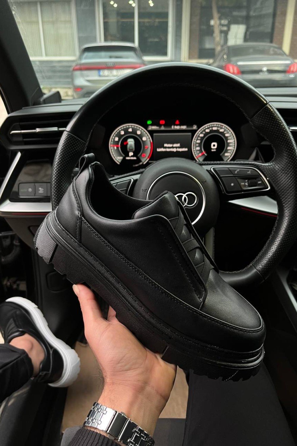 KB-703 Kuback Kömür Cilt Lastikli Günlük Erkek Ayakkabı