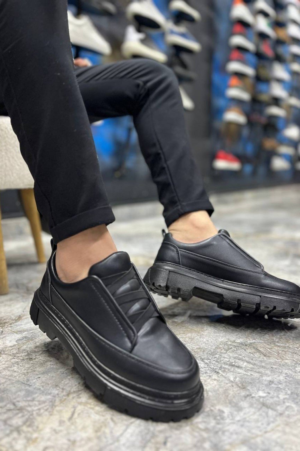 KB-703 Kuback Kömür Cilt Lastikli Günlük Erkek Ayakkabı