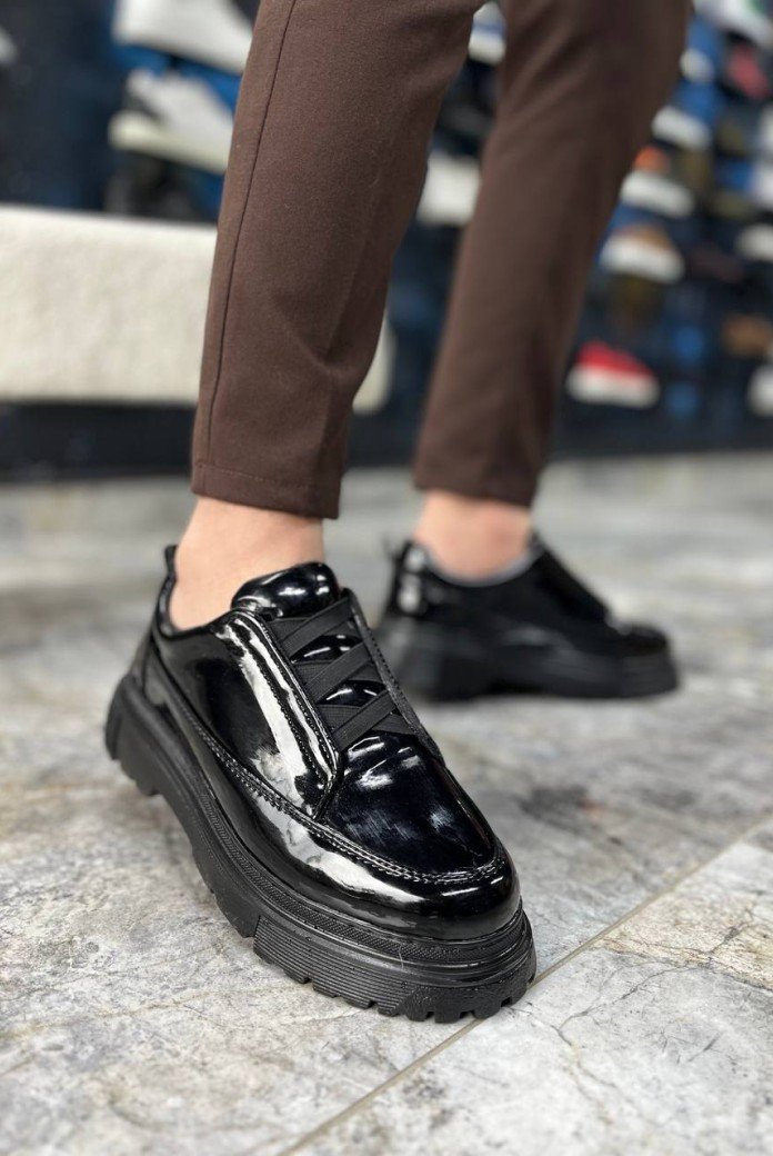 KB-703 Kuback Kömür Rugan Lastikli Günlük Erkek Ayakkabı