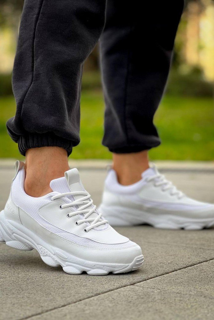 KB-707  Kuback  Beyaz Cilt Yüksek Taban Bağcıklı Günlük Erkek Ayakkabı