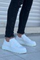 KB-X502  Kuback Beyaz Cilt Yüksek Beyaz Taban Bağcık Detaylı Lastikli Günlük Erkek Ayakkabı