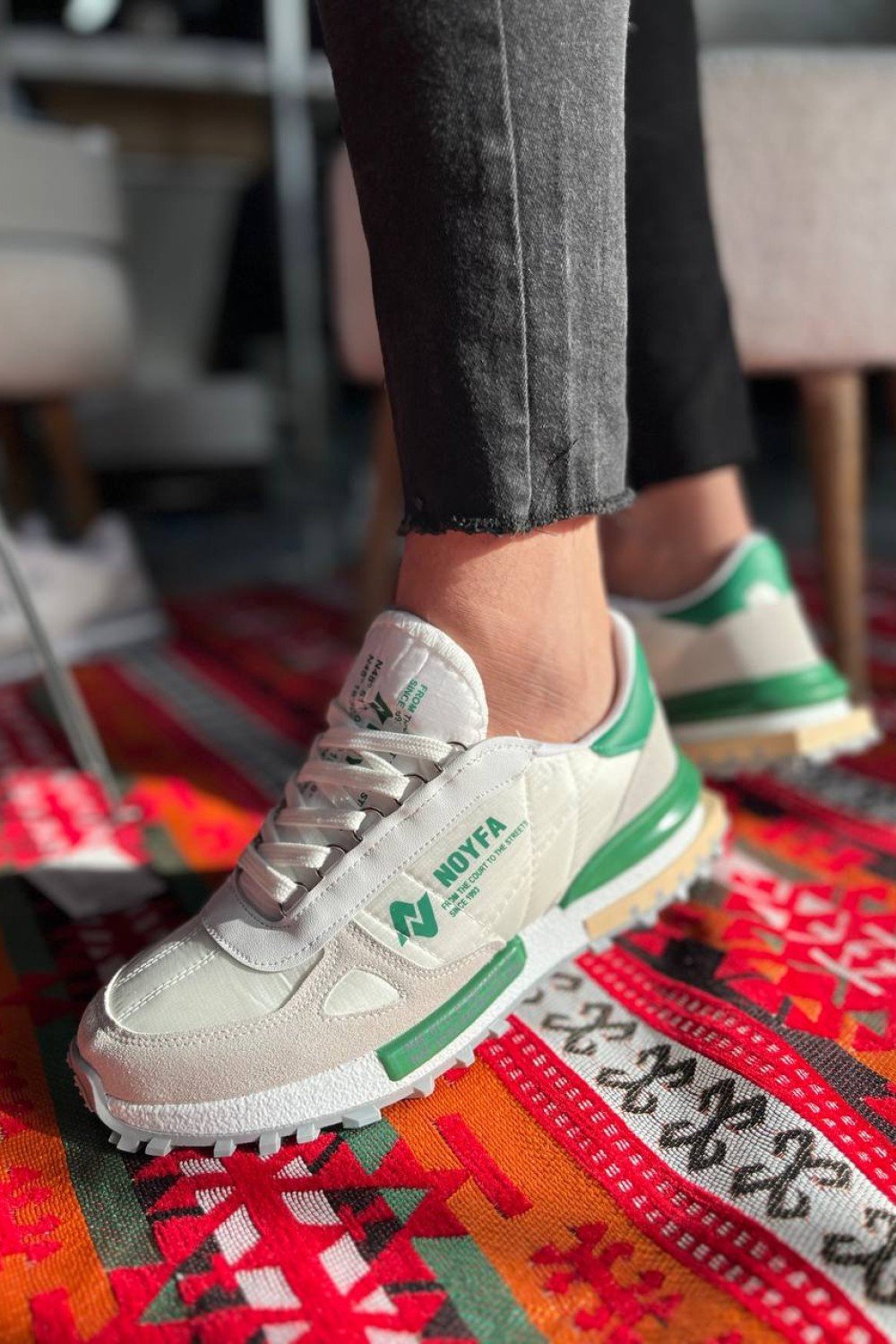 KB-N1 Kuback Beyaz Yeşil Detaylı Günlük Erkek Ayakkabı