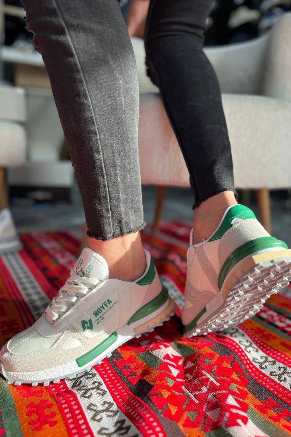 KB-N1 Kuback Beyaz Yeşil Detaylı Günlük Erkek Ayakkabı