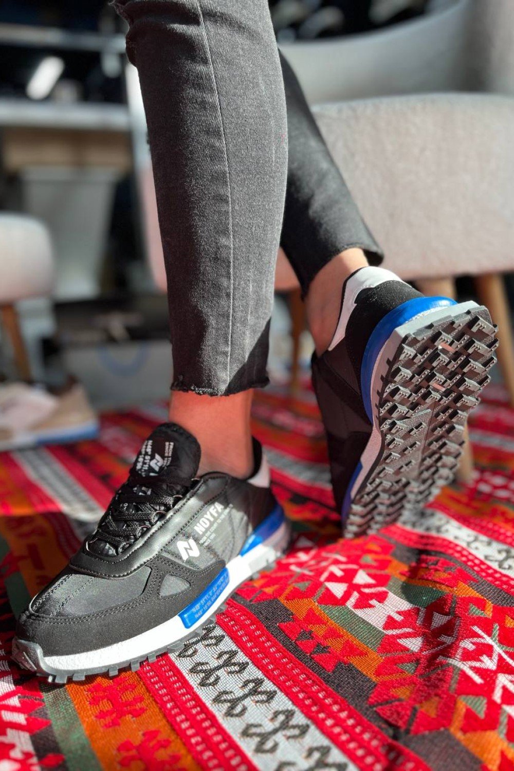 KB-N1 Kuback Siyah Mavi Detaylı Günlük Erkek Ayakkabı