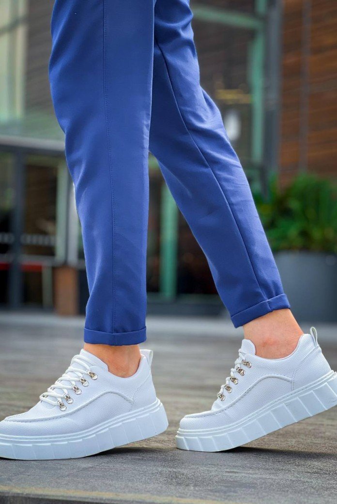 KB-X10 Kuback Beyaz Cilt  Beyaz Yüksek Taban Günlük Spor Ayakkabı