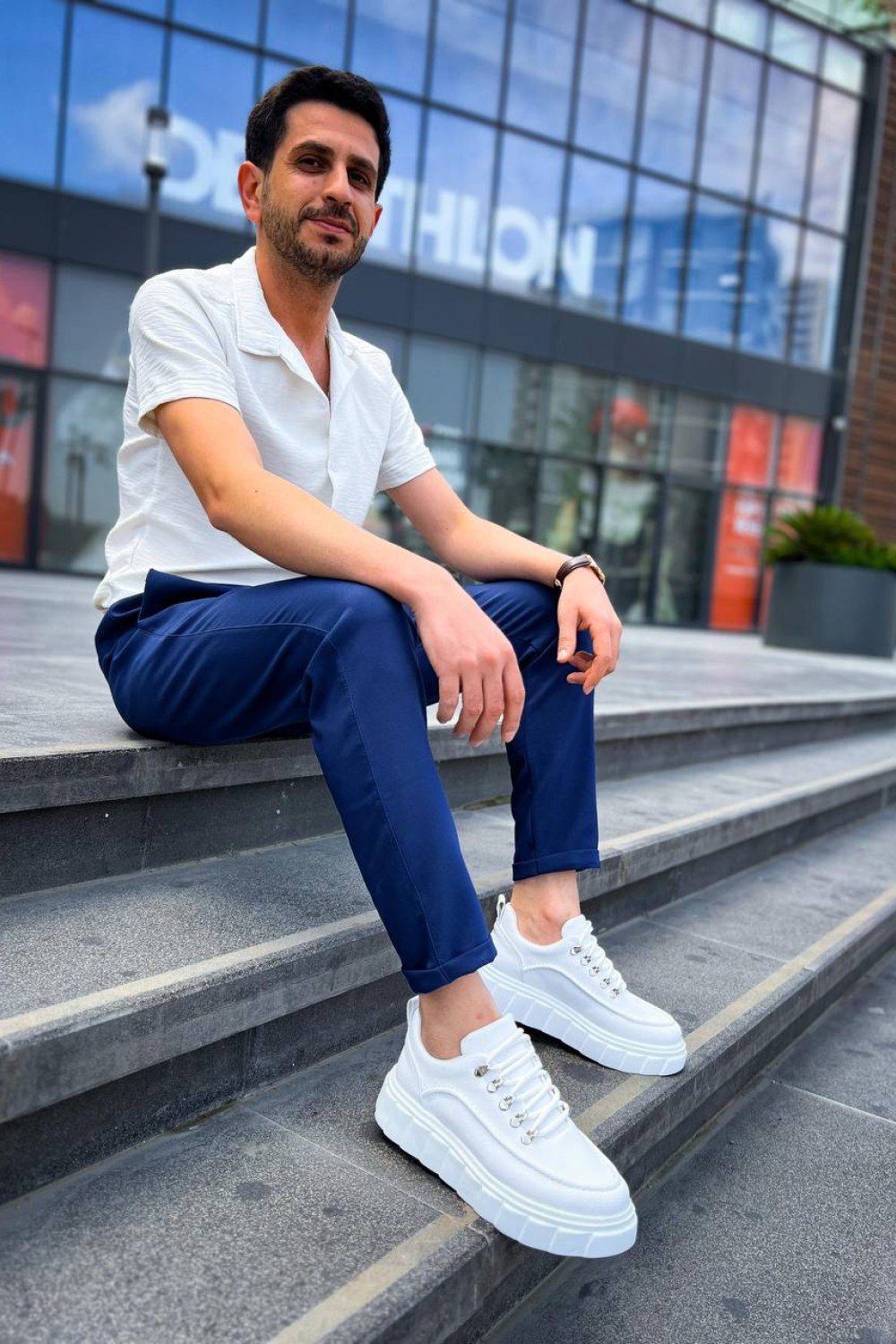 KB-X10 Kuback Beyaz Cilt  Beyaz Yüksek Taban Günlük Spor Ayakkabı