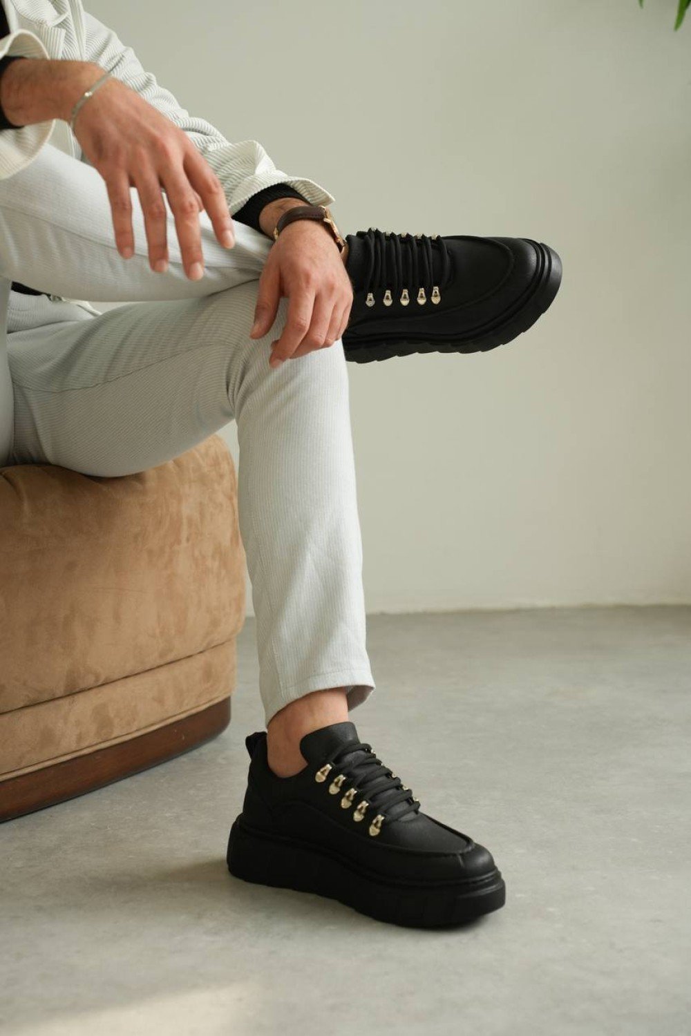 KB-X10 Kuback Kömür Cilt Yüksek Taban Günlük Spor Ayakkabı