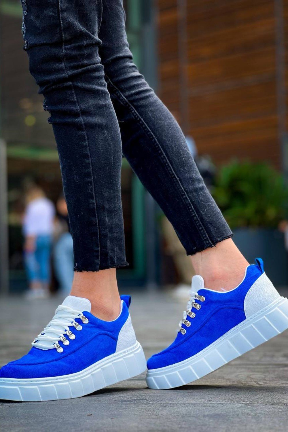 KB-X10 Kuback Sax Süet Beyaz Yüksek Taban Günlük Spor Ayakkabı