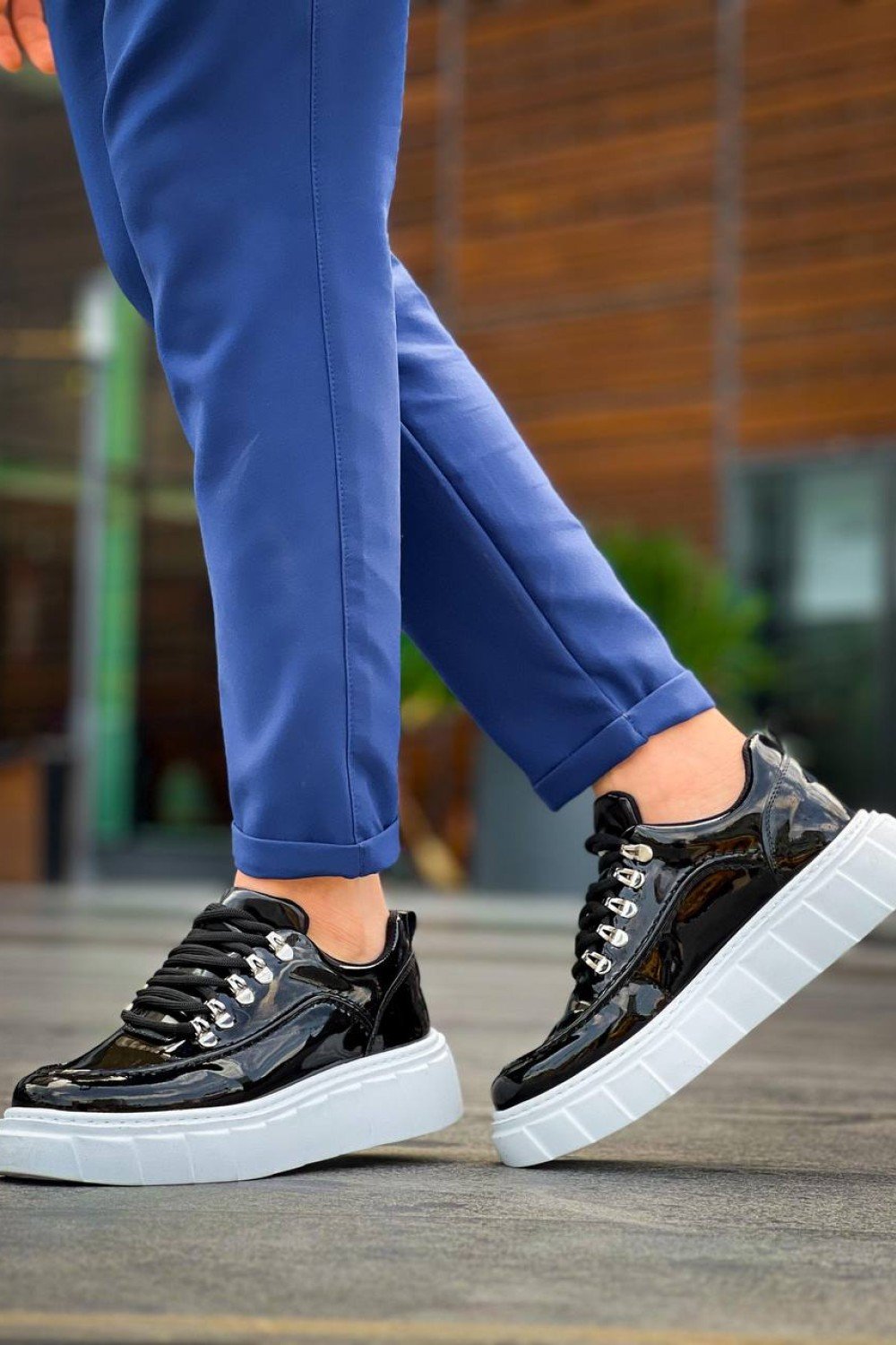 KB-X10 Kuback Siyah Rugan Beyaz Yüksek Taban Günlük Spor Ayakkabı