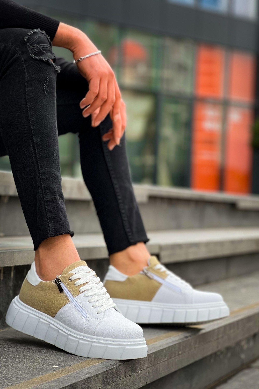 KB-X155 Kuback Beyaz Cilt Bej Süet Detaylı Beyaz Yüksek Taban Günlük Spor Ayakkabı KB-X155 Kuback Beyaz Cilt Bej Süet Detaylı Beyaz Yüksek Taban Günlük Spor Ayakkabı