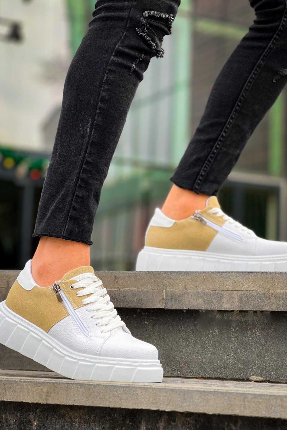 KB-X155 Kuback Beyaz Cilt Bej Süet Detaylı Beyaz Yüksek Taban Günlük Spor Ayakkabı KB-X155 Kuback Beyaz Cilt Bej Süet Detaylı Beyaz Yüksek Taban Günlük Spor Ayakkabı