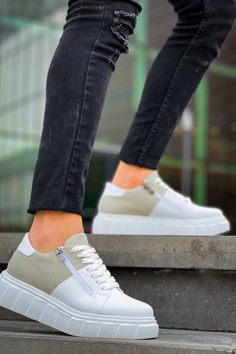 KB-X155 Kuback Beyaz Cilt Gri Süet Detaylı Beyaz Yüksek Taban Günlük Spor Ayakkabı KB-X155 Kuback Beyaz Cilt Gri Süet Detaylı Beyaz Yüksek Taban Günlük Spor Ayakkabı