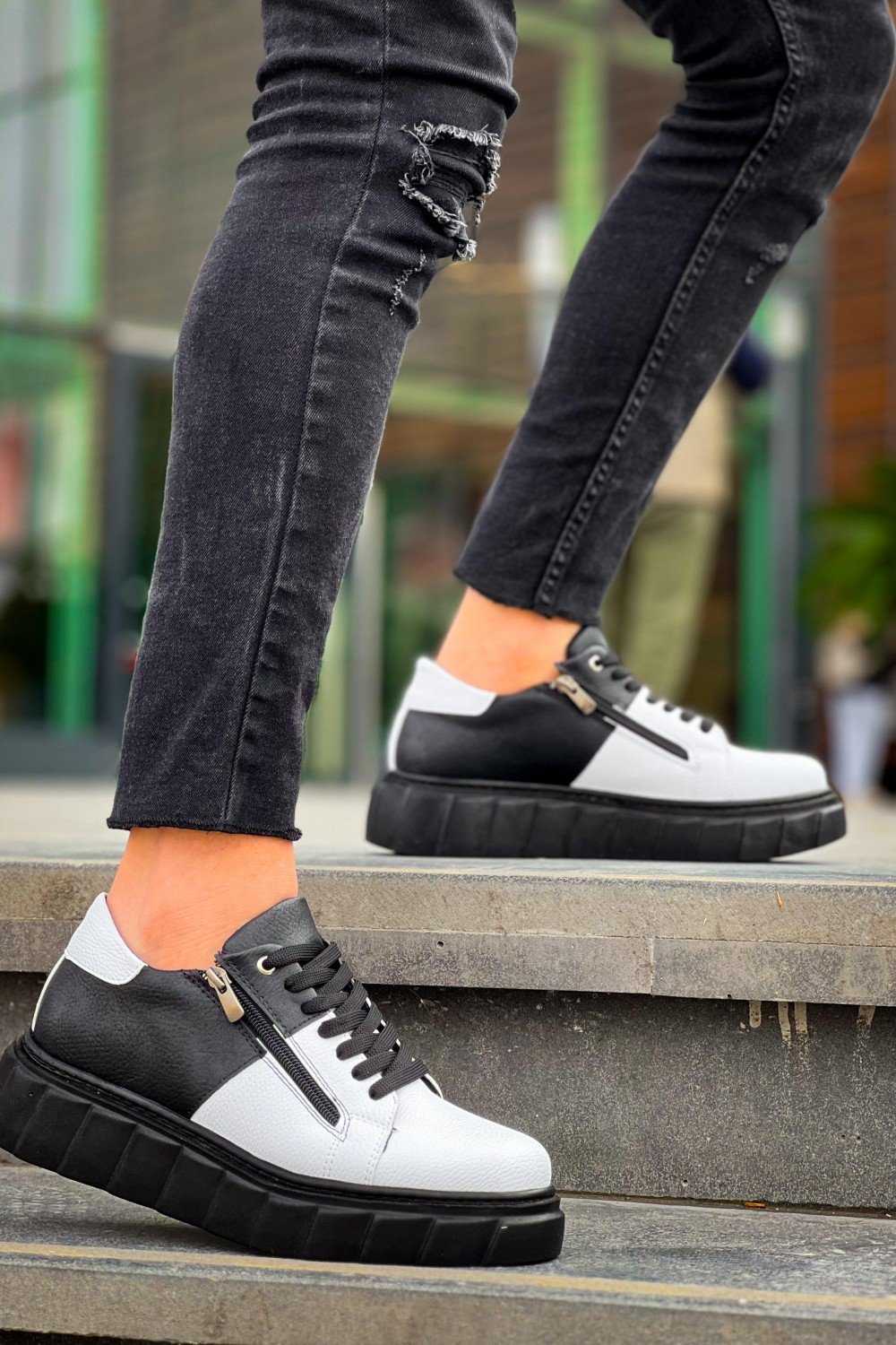 KB-X155 Kuback Beyaz Cilt Siyah Cilt Detaylı Siyah Yüksek Taban Günlük Spor Ayakkabı KB-X155 Kuback Beyaz Cilt Siyah Cilt Detaylı Siyah Yüksek Taban Günlük Spor Ayakkabı