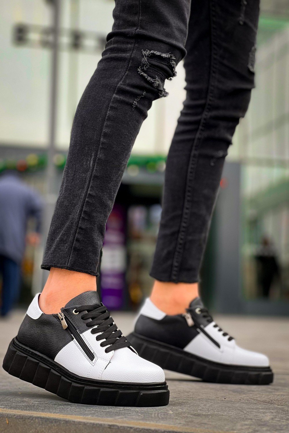 KB-X155 Kuback Beyaz Cilt Siyah Cilt Detaylı Siyah Yüksek Taban Günlük Spor Ayakkabı KB-X155 Kuback Beyaz Cilt Siyah Cilt Detaylı Siyah Yüksek Taban Günlük Spor Ayakkabı