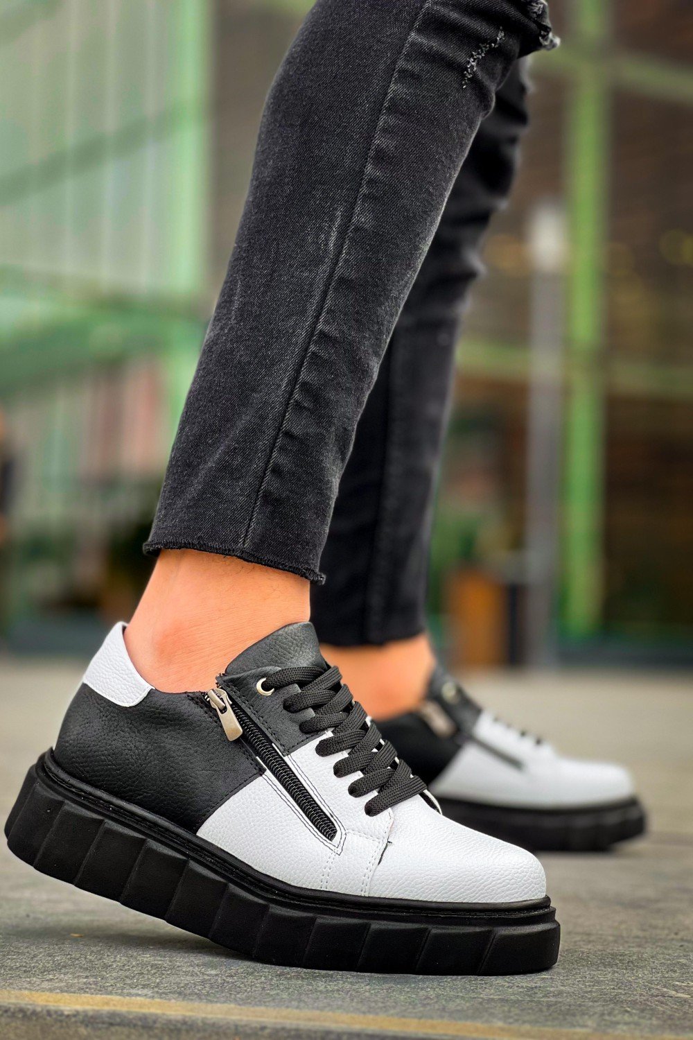 KB-X155 Kuback Beyaz Cilt Siyah Cilt Detaylı Siyah Yüksek Taban Günlük Spor Ayakkabı KB-X155 Kuback Beyaz Cilt Siyah Cilt Detaylı Siyah Yüksek Taban Günlük Spor Ayakkabı