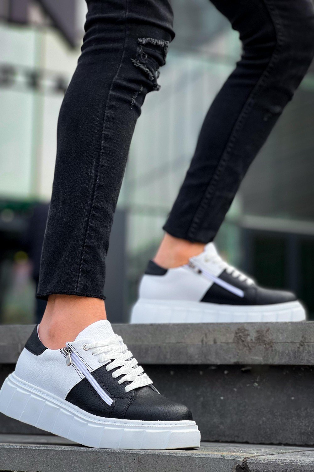 KB-X155 Kuback Siyah Cilt Beyaz Cilt Detaylı Beyaz Yüksek Taban Günlük Spor Ayakkabı KB-X155 Kuback Siyah Cilt Beyaz Cilt Detaylı Beyaz Yüksek Taban Günlük Spor Ayakkabı