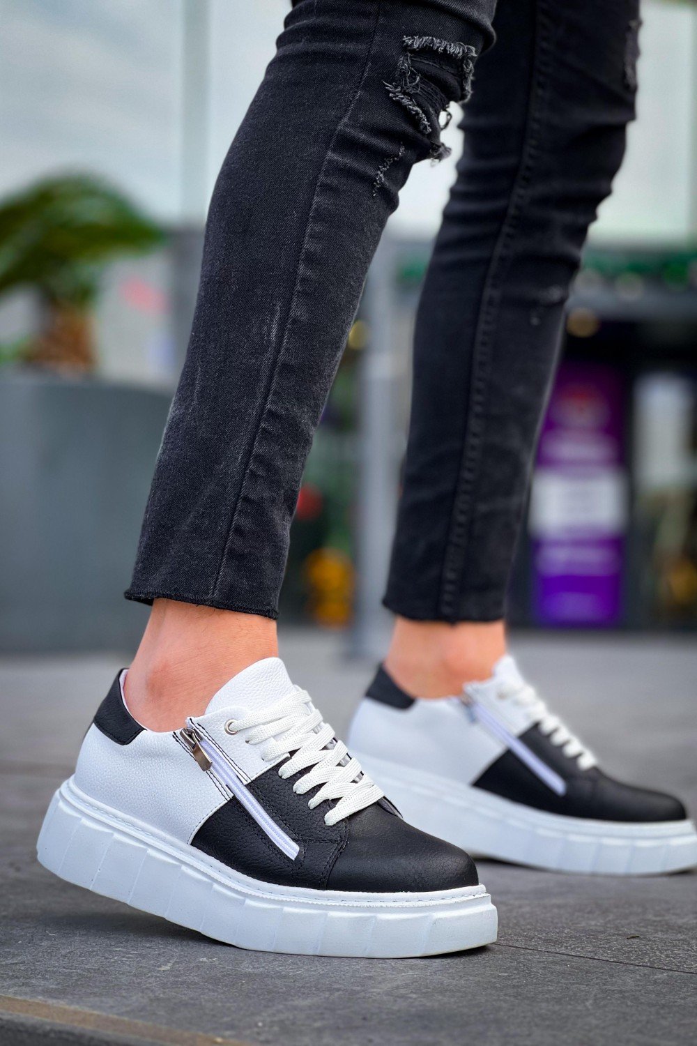 KB-X155 Kuback Siyah Cilt Beyaz Cilt Detaylı Beyaz Yüksek Taban Günlük Spor Ayakkabı KB-X155 Kuback Siyah Cilt Beyaz Cilt Detaylı Beyaz Yüksek Taban Günlük Spor Ayakkabı