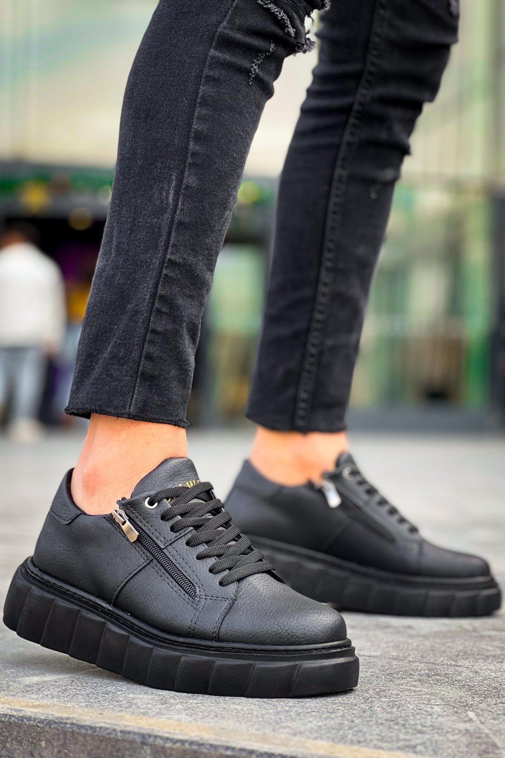 KB-X155 Kuback Siyah Cilt Detaylı Siyah Yüksek Taban Günlük Spor Ayakkabı KB-X155 Kuback Siyah Cilt Detaylı Siyah Yüksek Taban Günlük Spor Ayakkabı