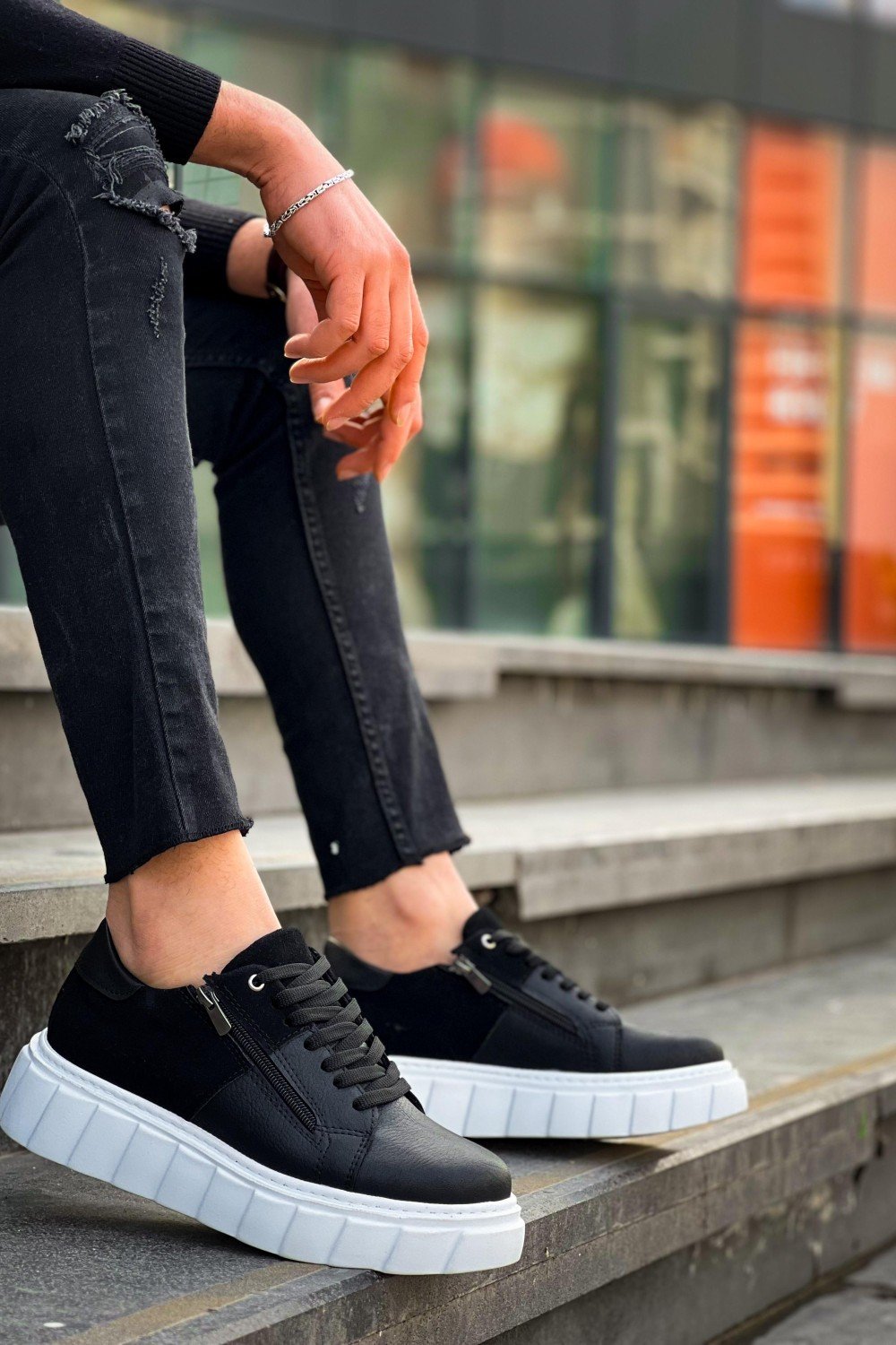 KB-X155 Kuback Siyah Cilt Siyah Süet Detaylı Beyaz Yüksek Taban Günlük Spor Ayakkabı KB-X155 Kuback Siyah Cilt Siyah Süet Detaylı Beyaz Yüksek Taban Günlük Spor Ayakkabı