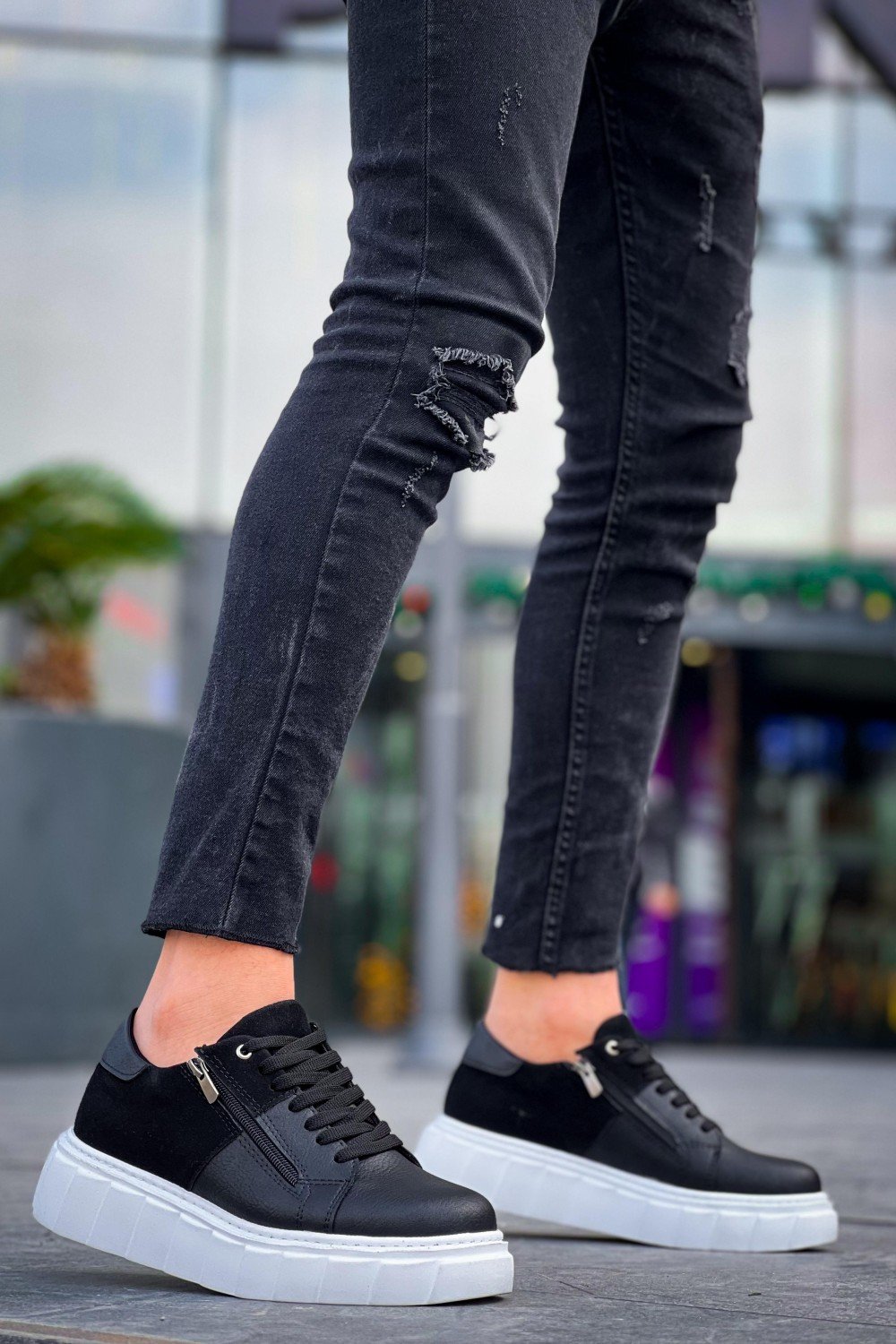 KB-X155 Kuback Siyah Cilt Siyah Süet Detaylı Beyaz Yüksek Taban Günlük Spor Ayakkabı KB-X155 Kuback Siyah Cilt Siyah Süet Detaylı Beyaz Yüksek Taban Günlük Spor Ayakkabı