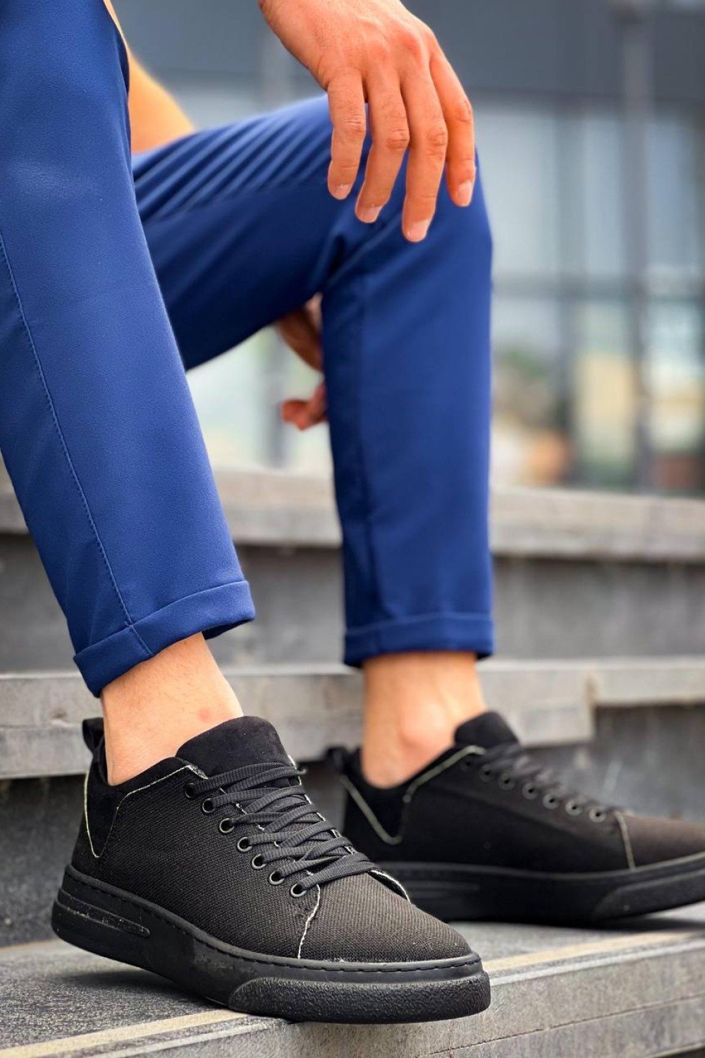 KB-X204 Kuback Siyah Keten Siyah Yüksek Taban Günlük Erkek Spor Ayakkabı