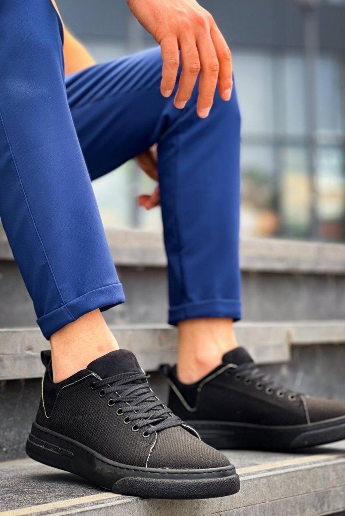 KB-X204 Kuback Siyah Keten Siyah Yüksek Taban Günlük Erkek Spor Ayakkabı