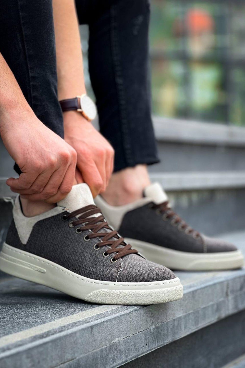 KB-X204 Kuback Taba Bej Keten Bej Yüksek Taban Günlük Erkek Spor Ayakkabı