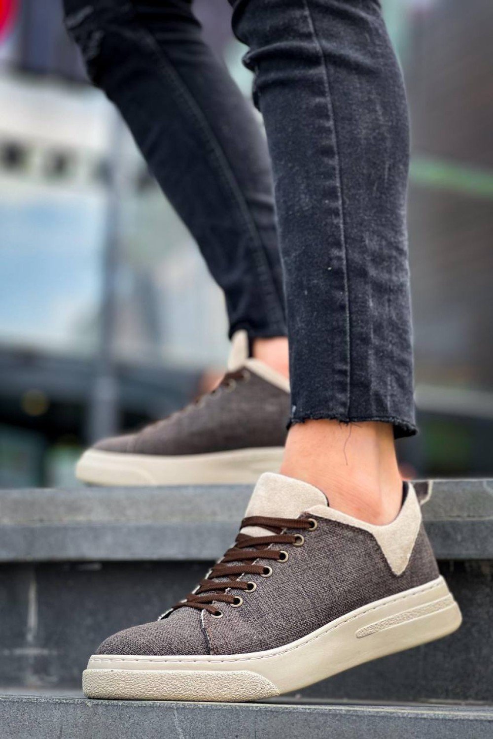 KB-X204 Kuback Taba Bej Keten Bej Yüksek Taban Günlük Erkek Spor Ayakkabı