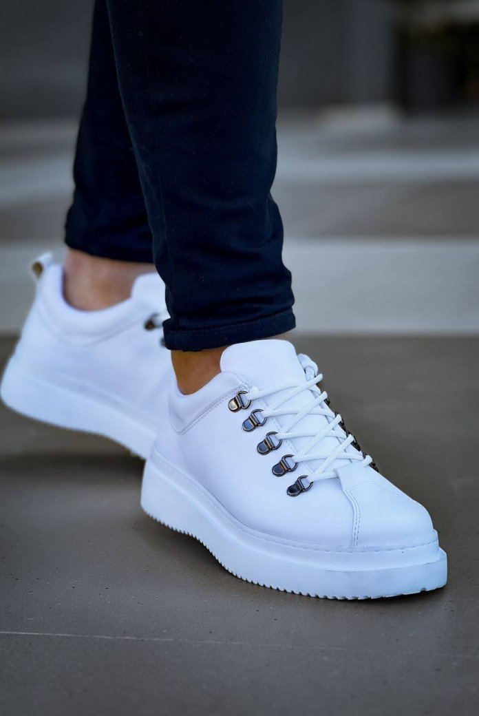 KB-X4  Kuback BEYAZ CİLT Yüksek Taban Bağcıklı Günlük Erkek Ayakkabı