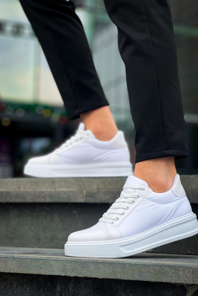 KB-X46 Kuback Beyaz Rugan Yüksek Beyaz Taban Günlük Spor Ayakkabı