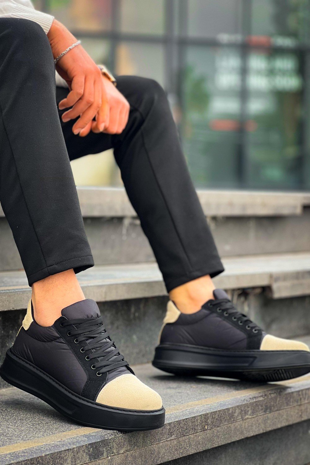 KB-X46 Kuback Siyah Bej Yüksek Siyah Taban Günlük Spor Ayakkabı KB-X46 Kuback Siyah Bej Yüksek Siyah Taban Günlük Spor Ayakkabı