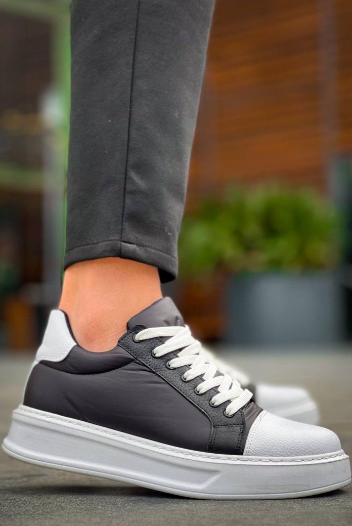 KB-X46 Kuback Siyah Beyaz Yüksek Beyaz Taban Günlük Spor Ayakkabı