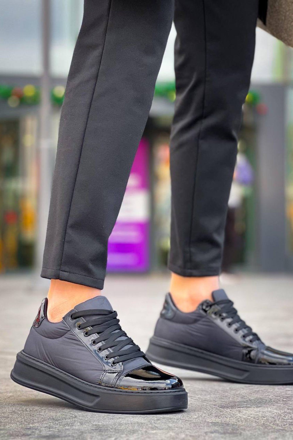 KB-X46 Kuback Siyah Rugan Yüksek Siyah Taban Günlük Spor Ayakkabı