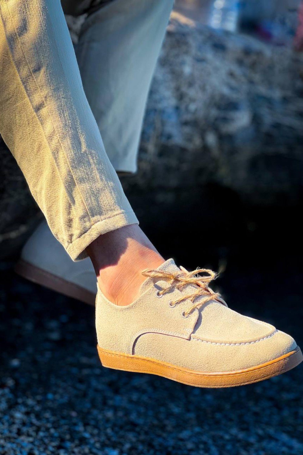 KB-X5 Kuback Bej  Süet Bağcıklı  Günlük Erkek Ayakkabı