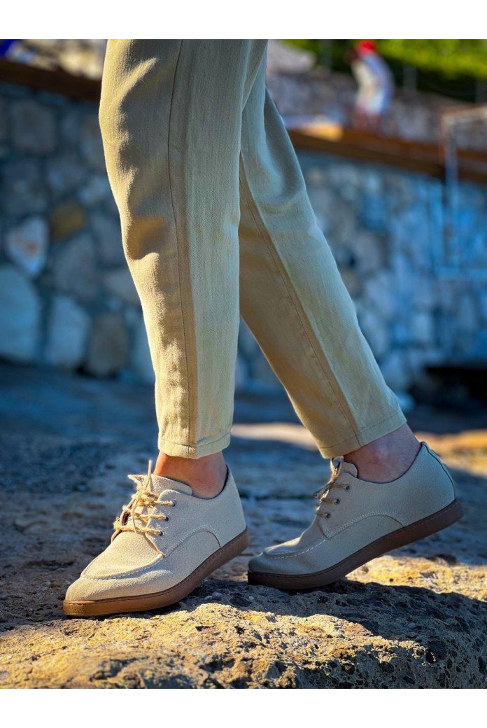 KB-X5 Kuback Bej  Süet Bağcıklı  Günlük Erkek Ayakkabı