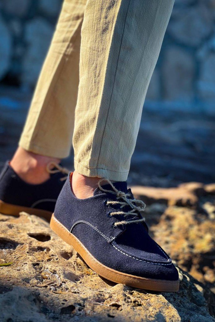 KB-X5 Kuback Lacivert  Süet Bağcıklı  Günlük Erkek Ayakkabı