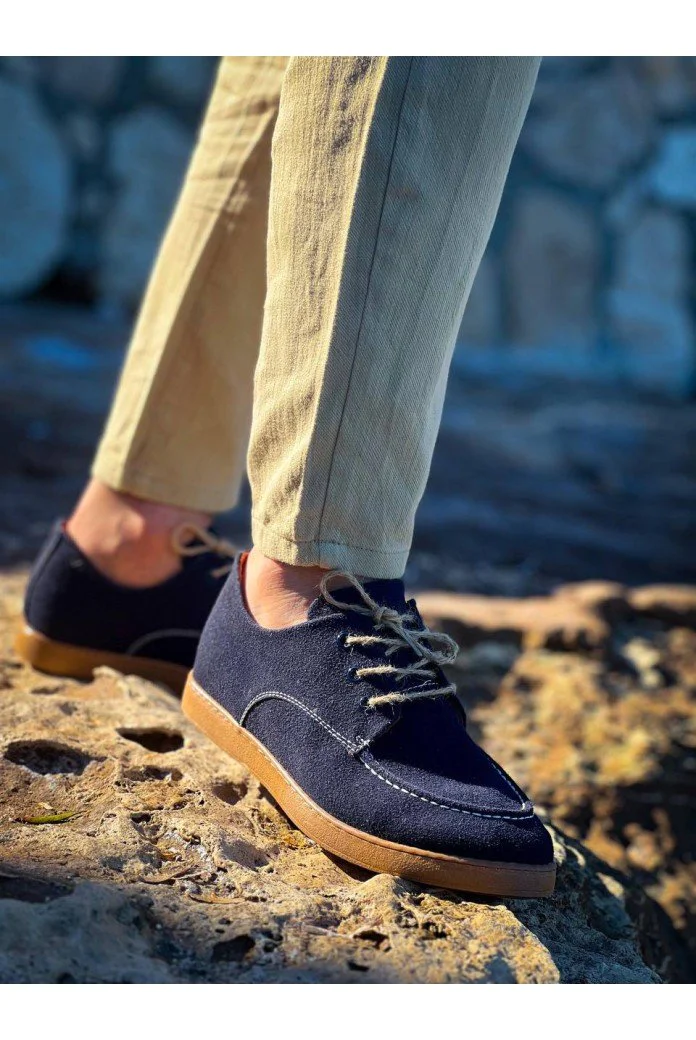KB-X5 Kuback Lacivert  Süet Bağcıklı  Günlük Erkek Ayakkabı