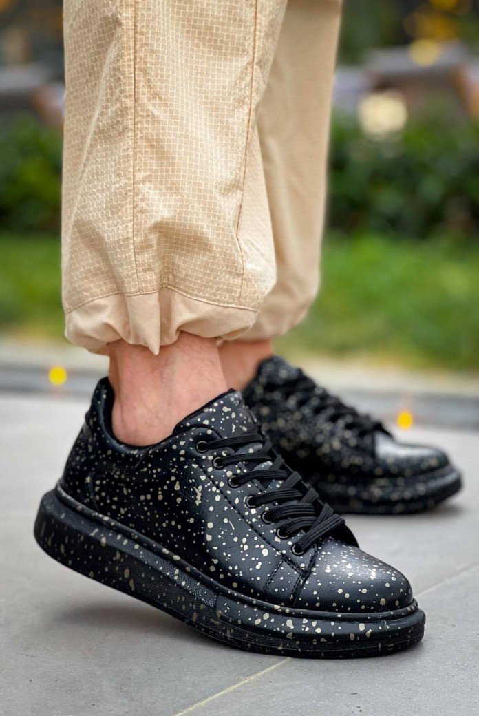 KB-X500  Kuback Siyah Gold  Bağcıklı  Günlük Erkek  Ayakkabı