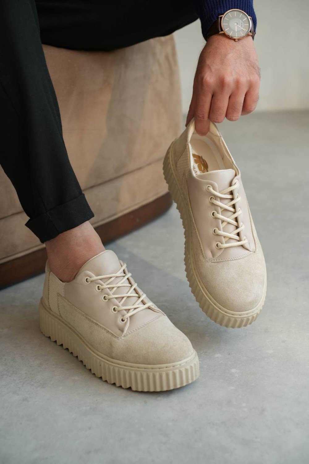 KB-X516 Kuback Bej Süet Günlük Erkek Ayakkabı