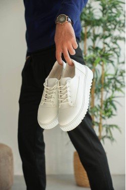 KB-X516 Kuback Beyaz Cilt Günlük Erkek Ayakkabı