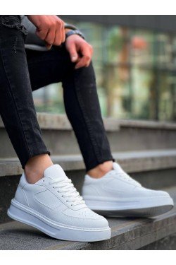 KB-X8 Kuback Beyaz Cilt Beyaz Yüksek Taban Günlük Spor Ayakkabı